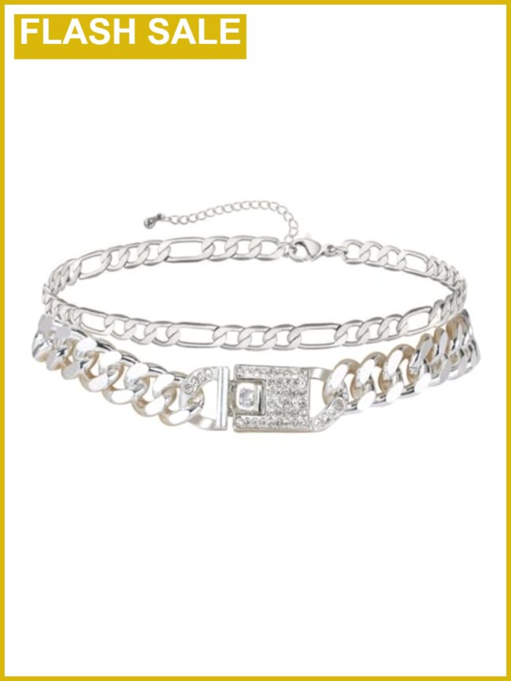 14K Gold Plated Rhinestone Layered Cuban Link Anklet Adjustable Beach Jewelry